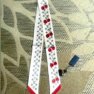 Louis Vuitton LV X TM Monogram Cerise Bandeau Silk Twilly Scarf (Pre-Owned)